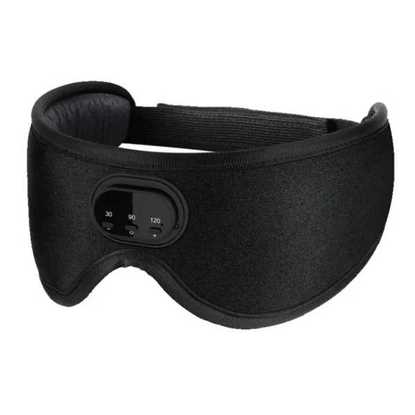 Zwart Bluetooth-slaapmasker met bedieningsknoppen op de voorkant