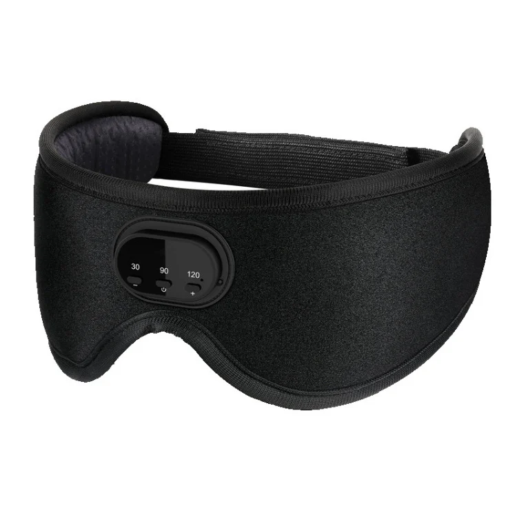 Zwart Bluetooth-slaapmasker met bedieningsknoppen op de voorkant