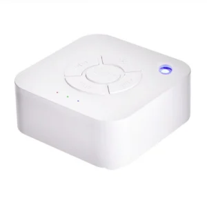 Wit, vierkant white noise-apparaat met ronde knoppen